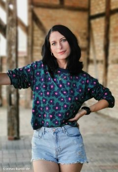 Preview: Viskosejersey Happy Flowers by Cherry Picking grün